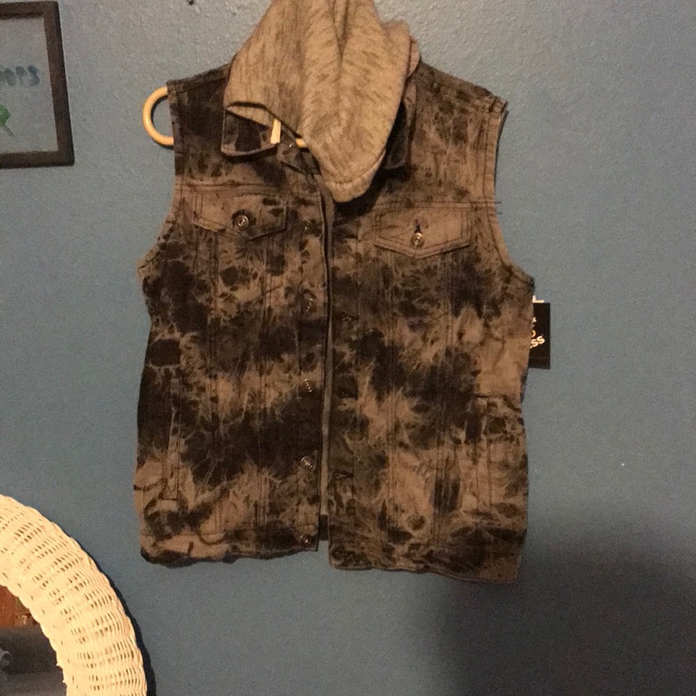 Washed out jean jacket with hoodie